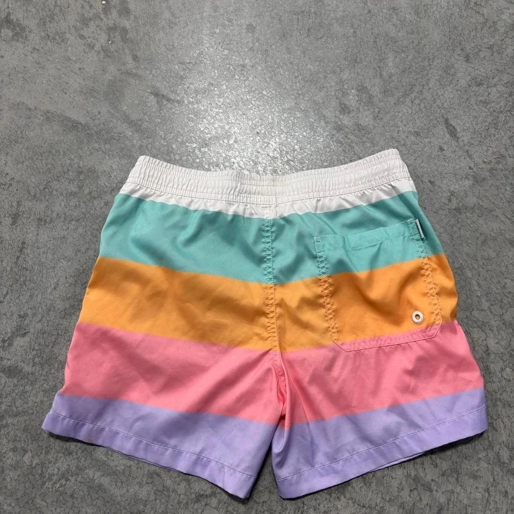 Maamgic Striped Swim Trunks Men's XS Blue White Orange Pink Board Shorts
